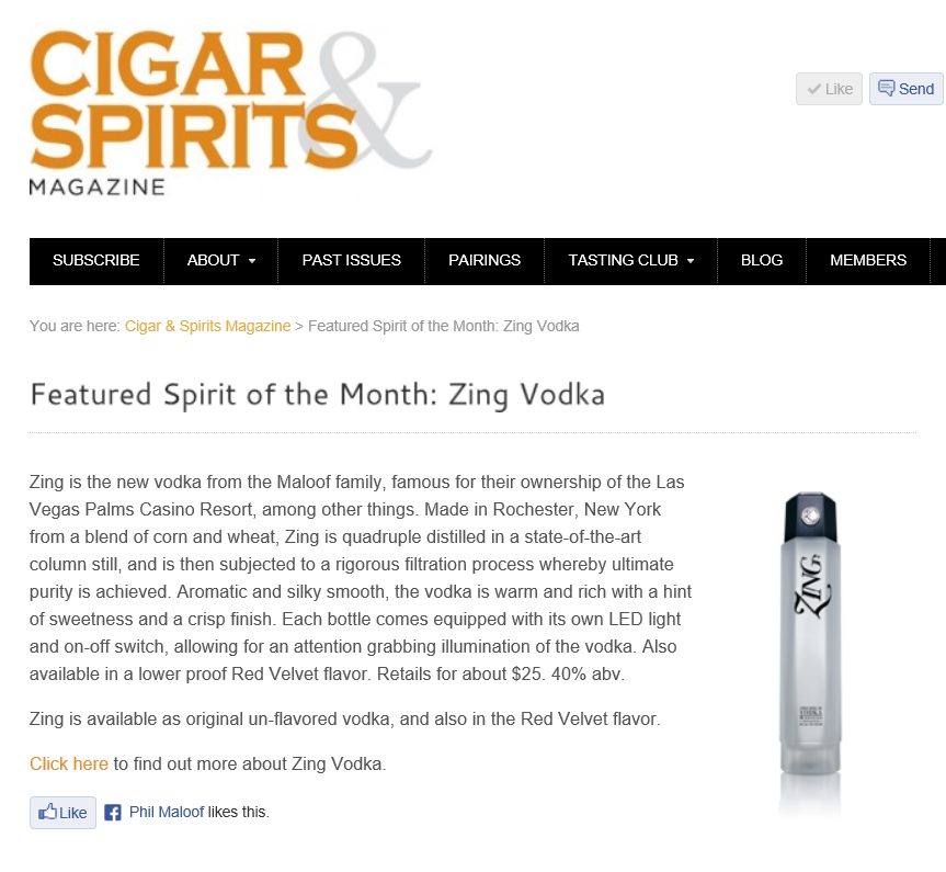 ZING_Vodka_Featured_in_Cigar_&_Spirits_Magazine