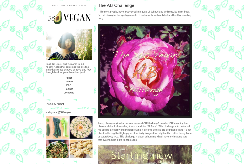 360 Vegan Blog, Clare Yeo