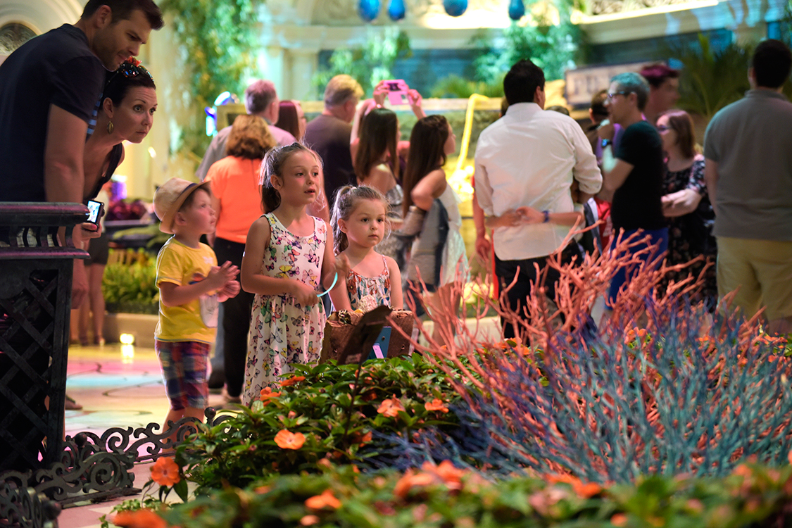 Children-at-Floral-Exhibit,-Summer-Celebration,-Bellagio-Las-Vegas