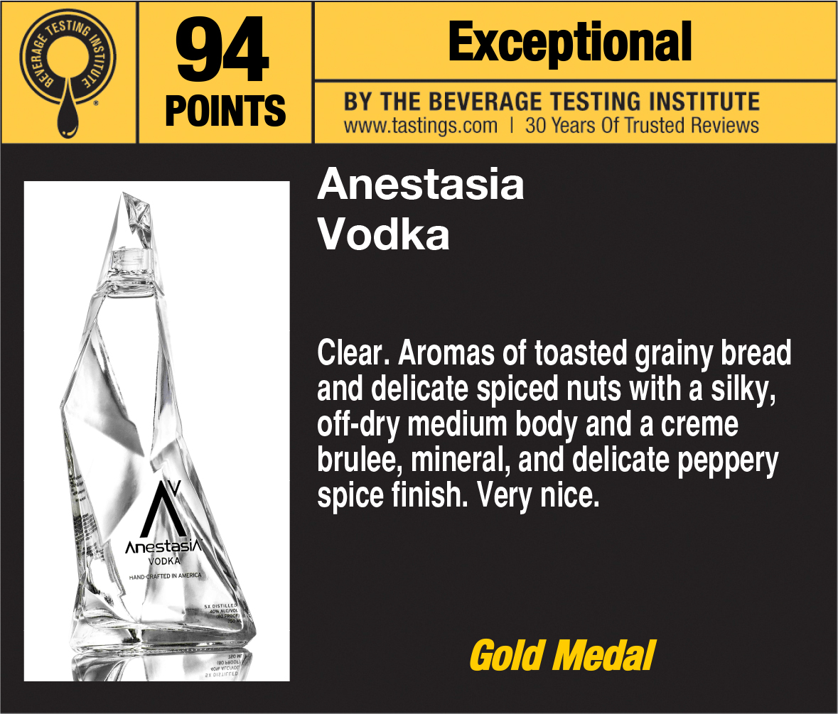 AnestasiA Vodka Scores 94 BTI Exceptional
