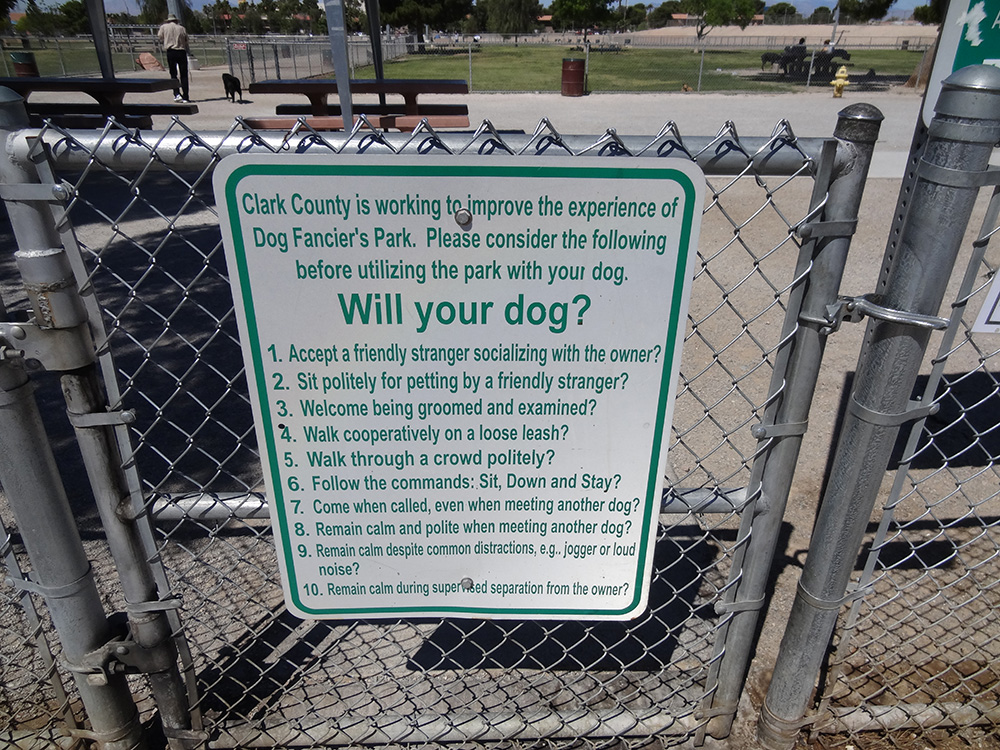 Dog Fanciers Park, Guidelines, Las Vegas