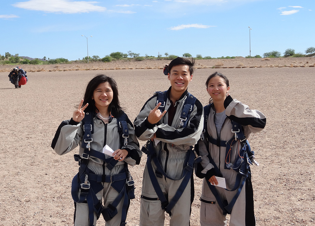 Happy Tandem Skydivers, Just Landed, Skydive Las Vegas