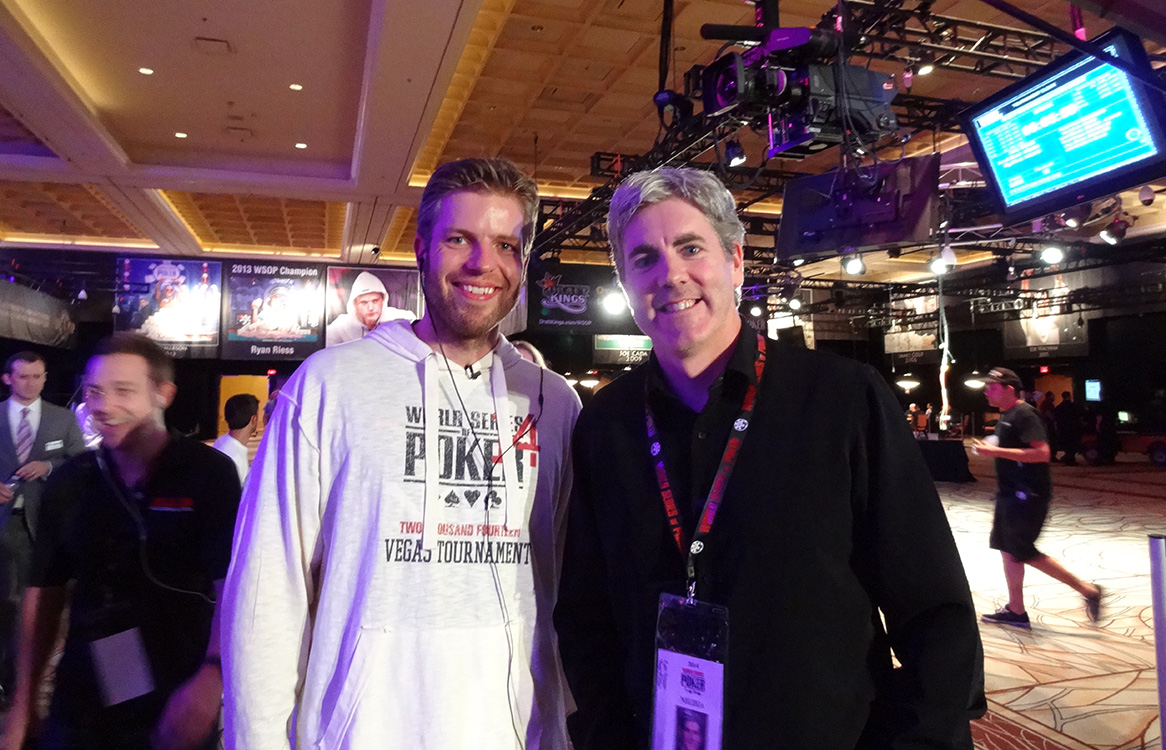 Jorryt van Hoof, Chip Leader for November Nine, with Brendan Magone, Founder of Las Vegas Top Picks; WSOP 2014