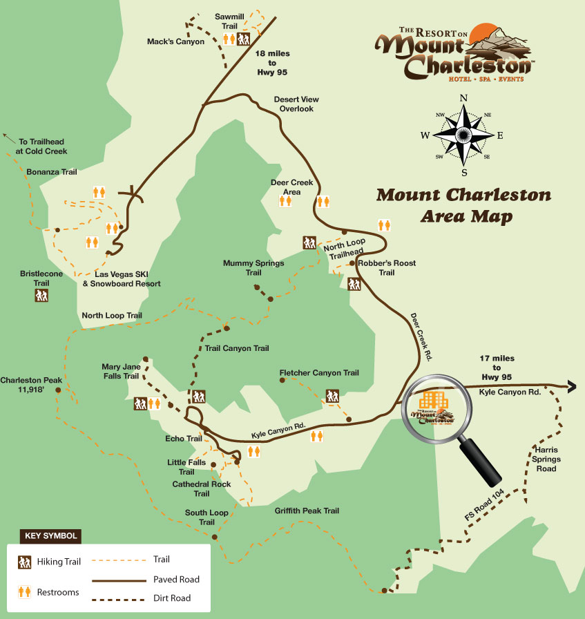 Mount Charleston Area Map, Near Las Vegas Nevada