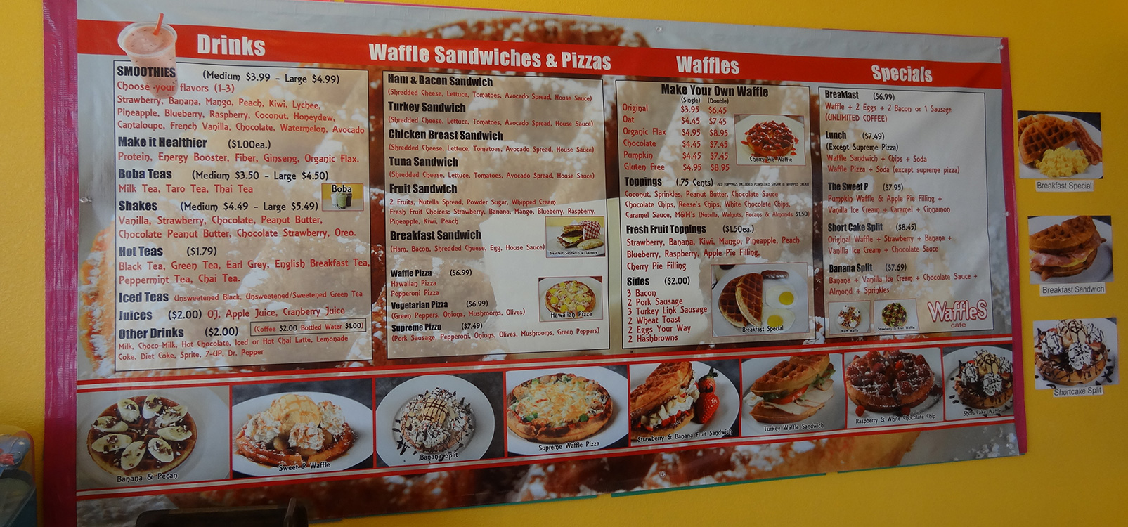 Waffle Menu, Waffles Cafe, Las Vegas