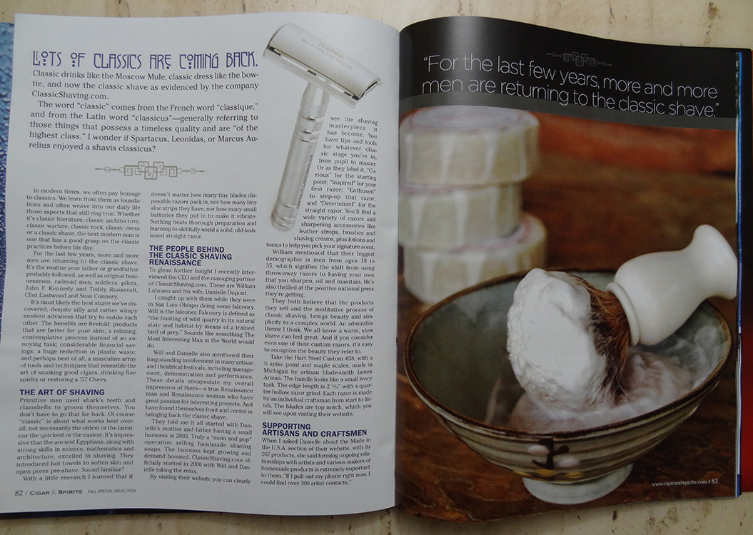 Cigar & Spirits Magazine, Classic Shaving Article, Author Brendan Magone