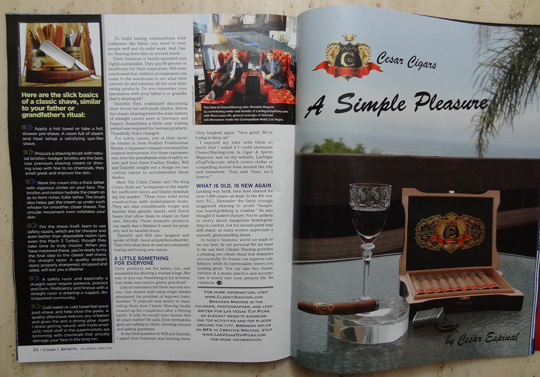 Cigar & Spirits Magazine, Classic Shaving Article, Writer Brendan Magone