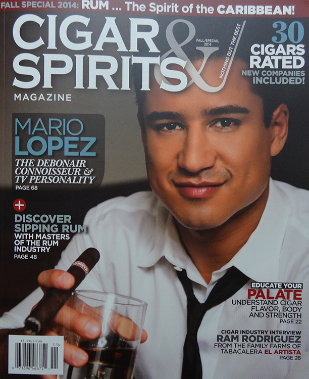 Cigar & Spirits Magazine Cover, Mario Lopez, Classic Shaving by Brendan Magone