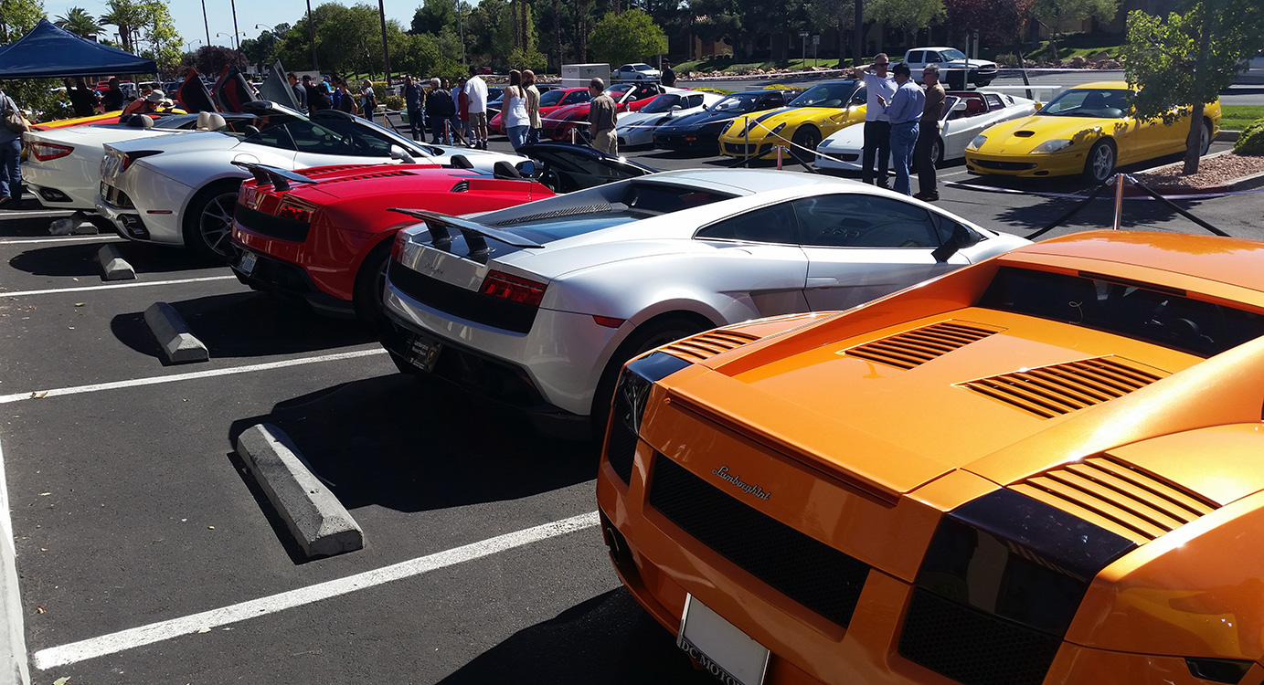 Lamborghinis & Ferraris, Siena Italian Restaurant, Sports Car Day, West Las Vegas