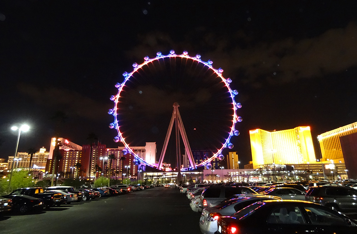 Parking Lot of LINQ District, High Roller Ferris Wheel, Las Vegas