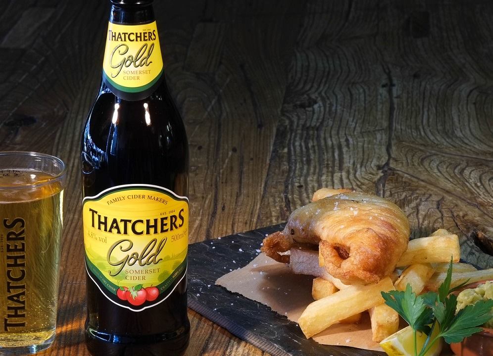 Thatchers Gold with Fish & Chips