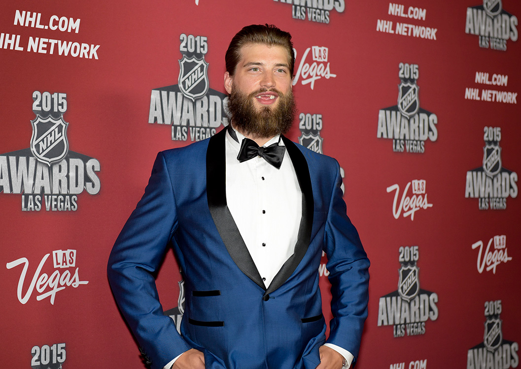 Brent-Burns-of-the-San-Jose-Sharks-on-the-red-carpet-at-the-NHL-awards,-2015-MGM-Las-Vegas