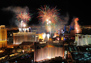 Fireworks over Las Vegas Strip, New Years Eve