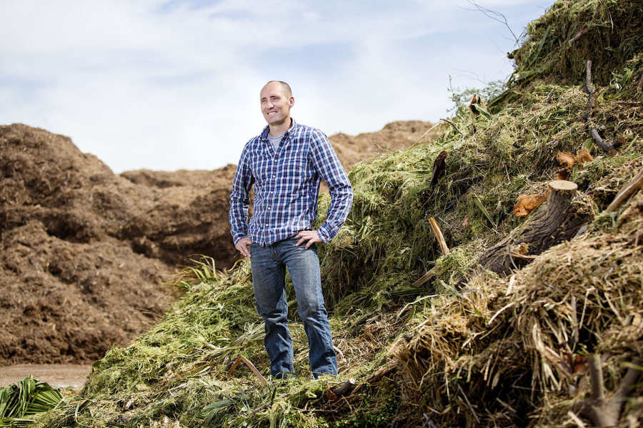 Dane Buk with diverted green waste ready to proceed through the compost process.