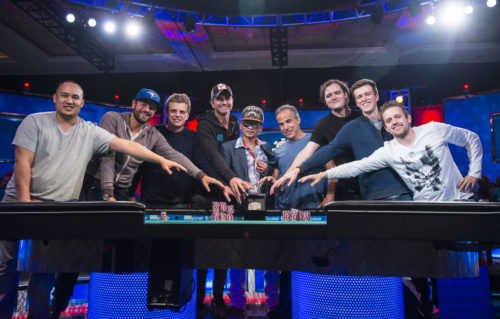 Group Shot: Joe Giron/WSOP (L to R: Wong, Benger, Ruzicka, Pons, Nguyen, Josephy, Ruane, Vayo, Hallaert)